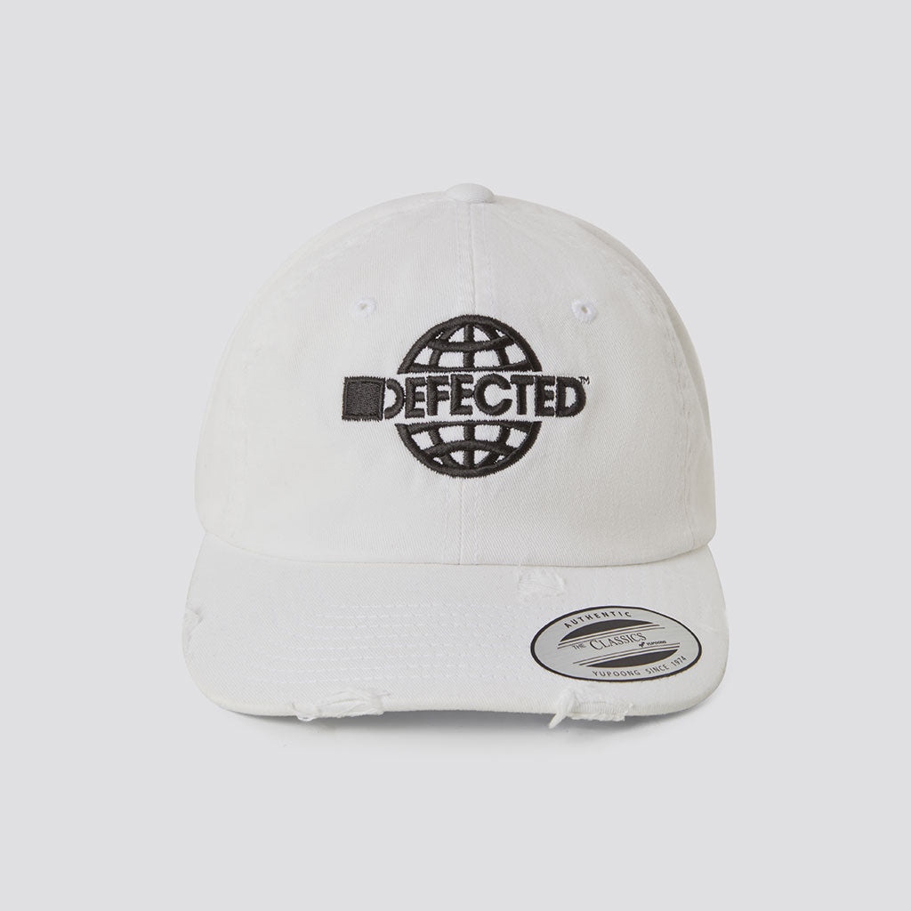 Cross Vintage Dad Hat - Adjustable Distressed Embroidered Cotton Baseball Cap In White