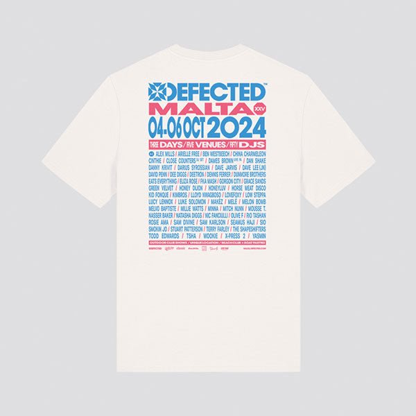 Defected Malta 2024 White Line-Up T-Shirt | Defected Records Store ...