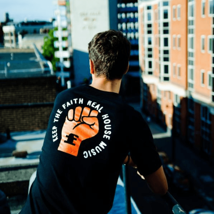 Faith 'Real House Music' Orange Fist Logo T-Shirt-D-Store-Defected-Records